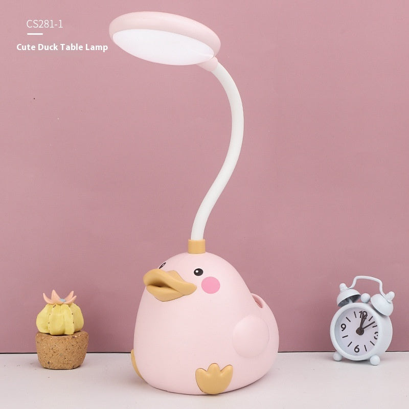 Cute Duck Pen Holder Storage LED Desk Lamp Usb Charging