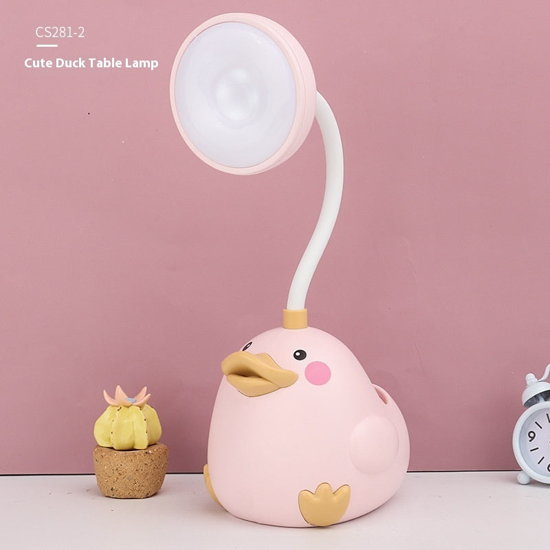 Cute Duck Pen Holder Storage LED Desk Lamp Usb Charging