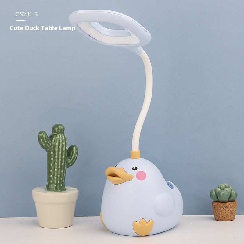 Cute Duck Pen Holder Storage LED Desk Lamp Usb Charging