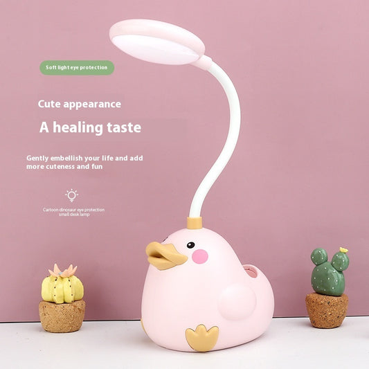 Cute Duck Pen Holder Storage LED Desk Lamp Usb Charging