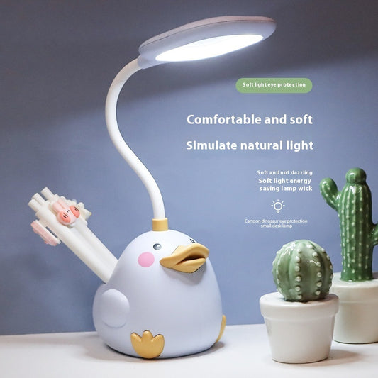 Cute Duck Pen Holder Storage LED Desk Lamp Usb Charging