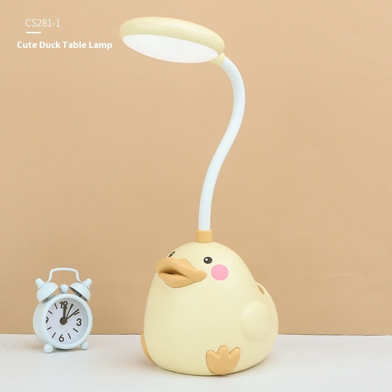 Cute Duck Pen Holder Storage LED Desk Lamp Usb Charging