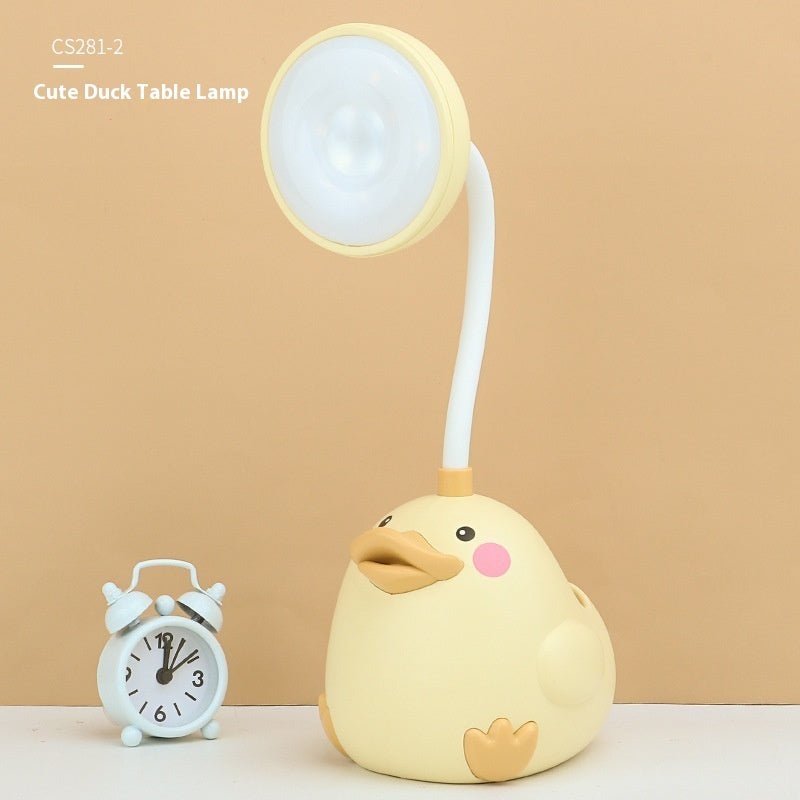 Cute Duck Pen Holder Storage LED Desk Lamp Usb Charging