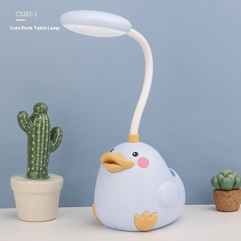 Cute Duck Pen Holder Storage LED Desk Lamp Usb Charging