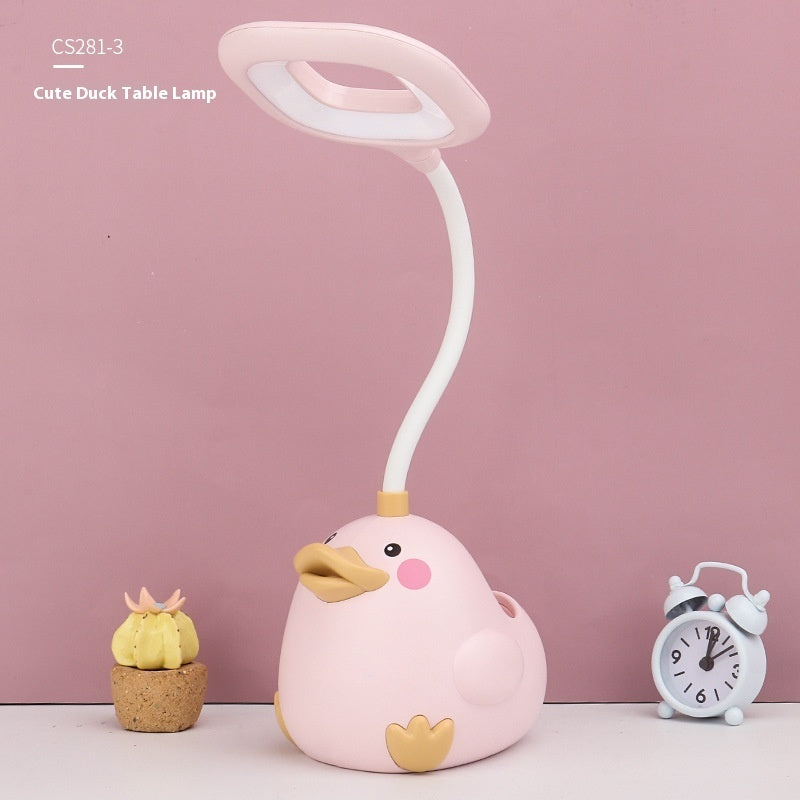 Cute Duck Pen Holder Storage LED Desk Lamp Usb Charging