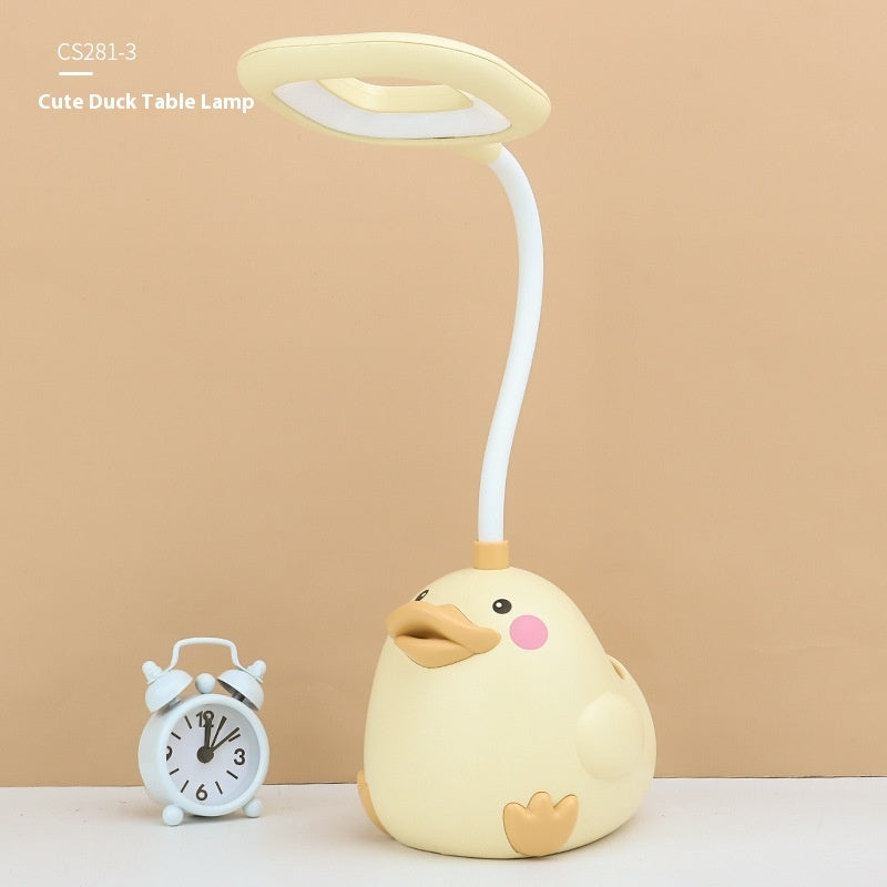 Cute Duck Pen Holder Storage LED Desk Lamp Usb Charging